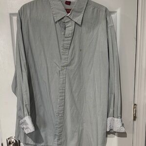 Izod Men's Green & Blue Striped Button Down Shirt slim fit XL